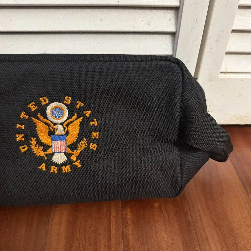 United States Army Hand Gun Bag Soft Case Black Nylon Embroidered Zipped Pocket